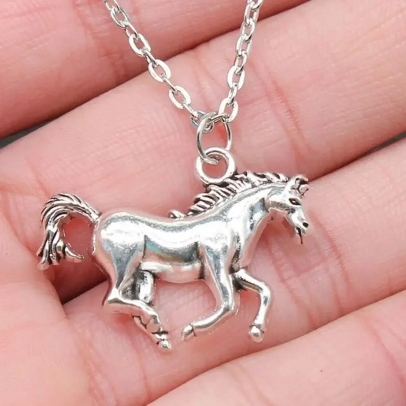 Sterling Silver Horse Necklace Earrings Set HorseBit, Snaffle, D Ring Charm - Picture 4 of 11